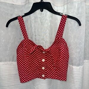 American Rag Red Polka Dot Crop Top